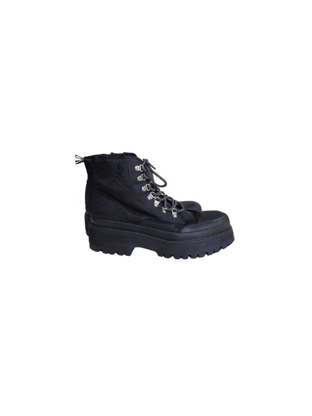 Black Lace Up Platform Ankle Boots - Picture 6 of 8